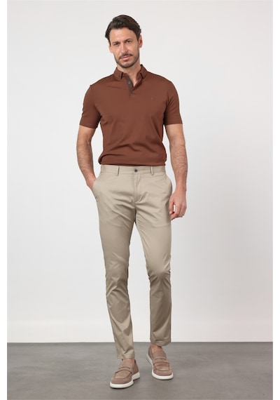 İmza Koyu Bej Yan Cep Slim Fit Pamuklu Chino Pantolon 1003260168