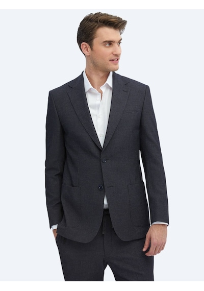 Kip Siyah Desenli Modern Fit Takım Elbise
