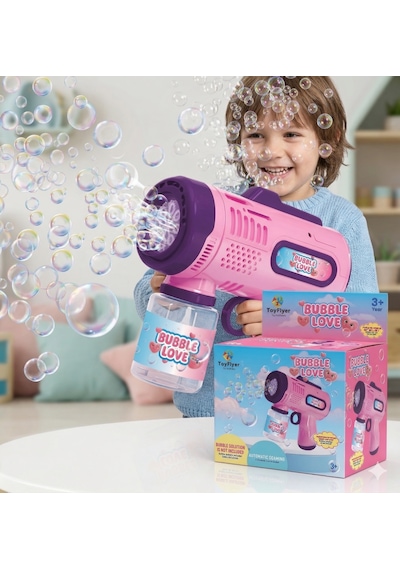 Otomatik Baloncuk Makinesi Pilli Köpük Tabancası 2026 Model Sızdırmaz Tasarım Bubble Gun - Çocuk Doğum Günü Hediyesi 01