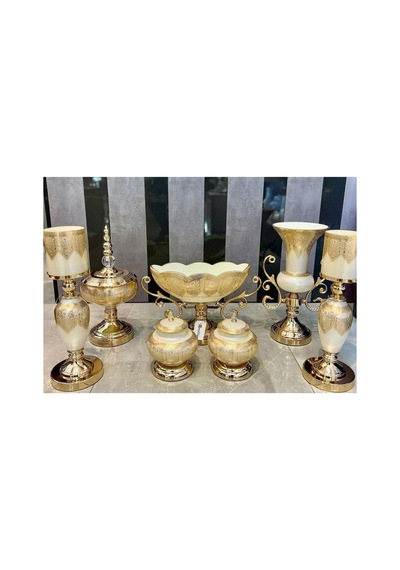 7 Parça Cam Salon Seti Konsol Takımı Kod2375 Altın 7 Parça Cam Salon Seti Konsol Takımı Kod2375 Altın