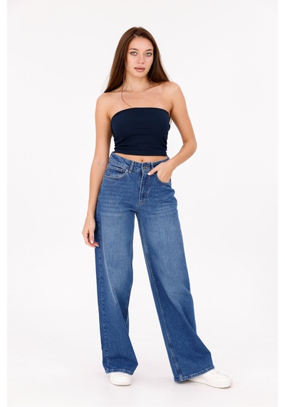 Eseclass Mavi Yıkama Kadın Yüksek Bel Baggy Jean Mavi Mavi Eseclass Mavi Yıkama Kadın Yüksek Bel Baggy Jean Mavi Mavi