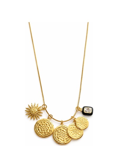 Çoklu Charm Kolye Rose Gold - Siyah