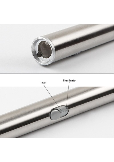 El Feneri Pointer 2 İn 1 Lazer Pointer + Fener Sunum Kalemi Metal Siyah