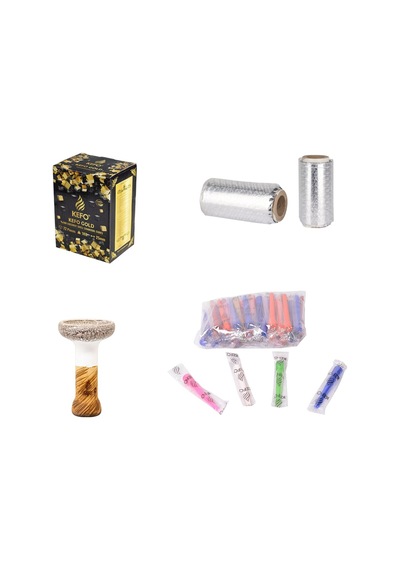 Kefo Gold Nargile Kömürü + Kefo 50 Li Kalem Sipsi + Rulo Folyo + Salvador Lüle