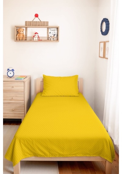 Sarı Modern Genç Odası Tek Kişilik Pike Takımı - Hardal Minimal 160x220 Cm Kapitone Yatak Örtüsü Sabahçı Rüzgar Sükuneti