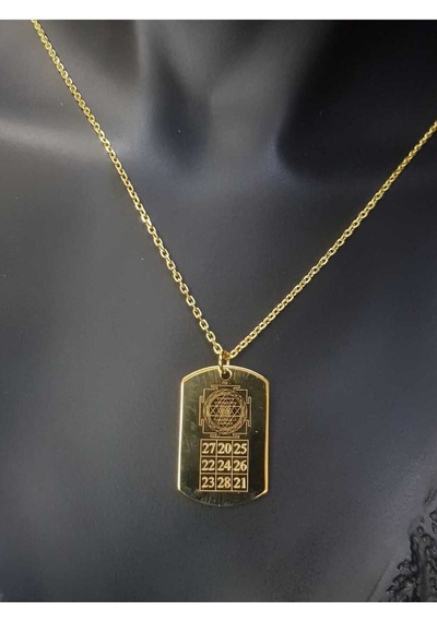 Kubera Yantra V Sri Yantra Koruyucu Güçleri Birleştiren Sayılar Sarı Renk 925 Ayar Gümüş Kolye