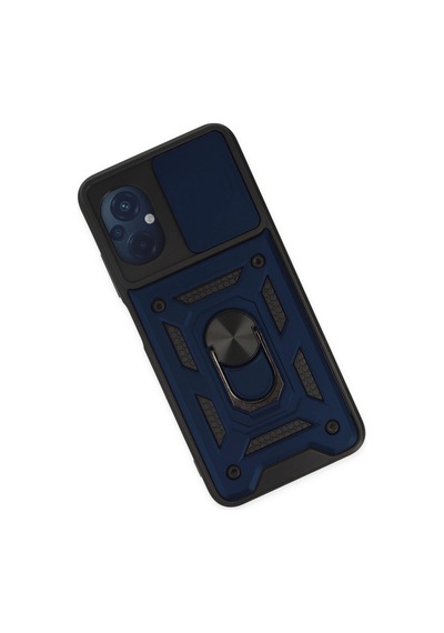 Xiaomi Poco M5 Kılıf Pars Lens Yüzüklü Silikon - Lacivert Düz Renkli