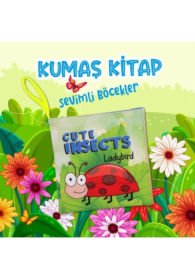 Tox Ingilizce Sevimli Böcekler Kumaş Sessiz Kitap E386 - Bez Kita