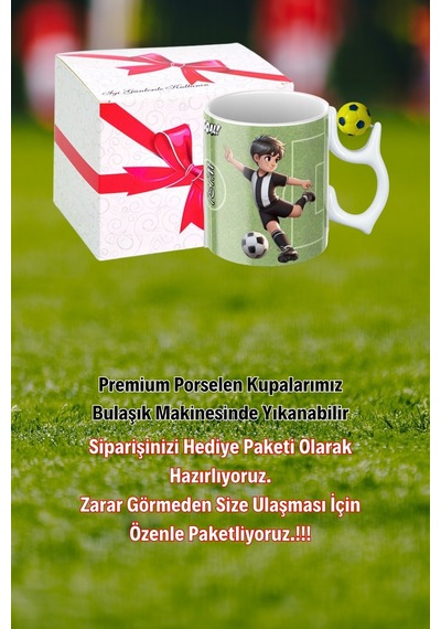 Sarı Lacivert Futbol Toplu Siyah Beyaz Forma Oyunculu Taraftar İsimli Baskılı Kupa Bardak Beyaz