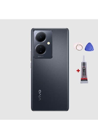 Vivo V29 Lite Siyah Arka Kapak Batarya Kapağı Pil Kapağı Yapışkan Ve Sökme Aparatıyla Beraber Full Set Siyah