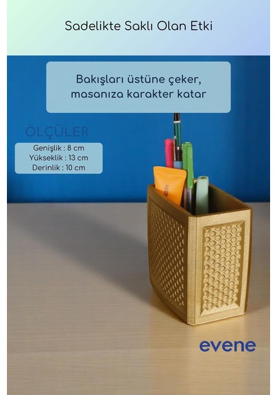 Kalemlik Masa Kalemliği Organizer Kalemlik Altın Renk Model 92 Çok Renkli