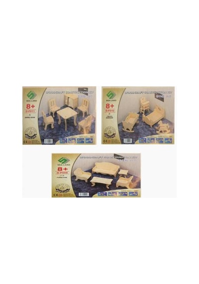 3'İn 1 Boyanabilir Ahşap Oyuncak Mobilya Seti 75 Pcs Ahşap Maket
