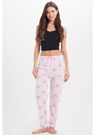 Tudors Kadın Regular Fit Klasik Kesim Viskon Beli Lastikli Fiyonk Detaylı Baskılı Pembe Pijama Altı-51005 Tudors Kadın Regular Fit Klasik Kesim Viskon Beli Lastikli Fiyonk Detaylı Baskılı Pembe Pijama Altı-51005