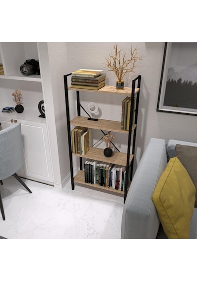Dekoratif Kitaplık Ahşap Çok Amaçlı Raf Mini Kİtaplık Siyah