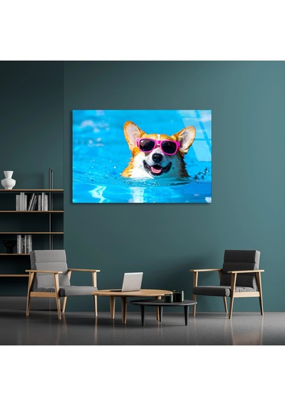 Havalı Köpek - Cam Tablo - Deg1162 125 X 80 Cm