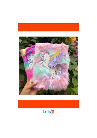 Unicorn Tasarımlı Peluş Hatıra Defteri A5 80 Yaprak Renkli Çok Renkli