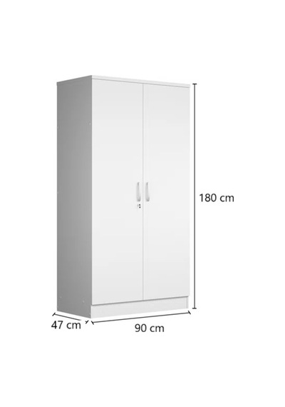 Mdf Apel Gardırop 2 Kapaklı Askılı Ve Raflı Beyaz Mdf Apel Gardırop 2 Kapaklı Askılı Ve Raflı Beyaz