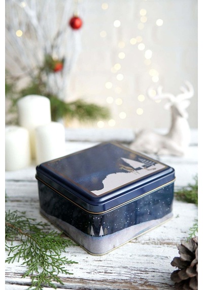 Winter Deer Desenli 2'li Metal Saklama Kabı Seti, 1,9 Lt + 1,1 Lt