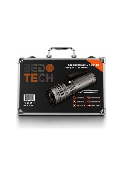 Bd-12 60w Tg Led Alüminyum Alaşımlı Zoomlu Type-c Şarjlı El Feneri