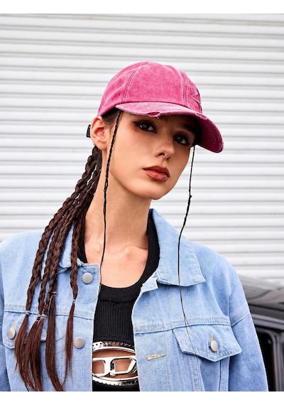 Valkyrie Vintage Pembe Yıldız Nakışlı Şapka Unisex Eskitme Baseball Cap Ayarlanır Pamuk Günlük Şapka