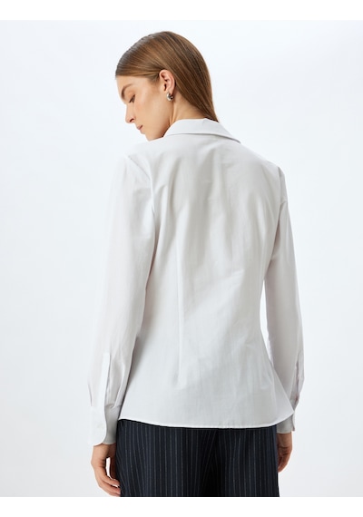 Koton Slim Fit Klasik Gömlek Uzun Kollu Pamuklu Kırık Beyaz 5wak60149uw Ekru