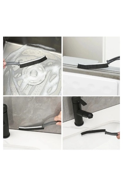 3'lü Ince Detaylı Temizlik Fırçası Dar Köşe Kıl Saplı Fırçası Banyo Mutfak 23 Cm