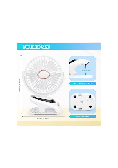 Mandallı Şarjlı Fan Mini Klima Vantilatör Ev Araç Bebek Arabası Led Ekranlı Serinletici Fan