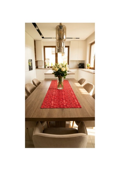 %100 Pamuk Simli Kırmızı Desenli Dikdörtgen Runner 40x150 Kırmızı - 889514482 Kırmızı