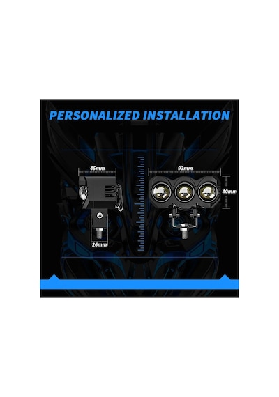 1 Adet Motosiklet Atv Utv Offroad Scooter 3 Led Lazer Sis Farı Delici Beyaz Sarı Çift Renk