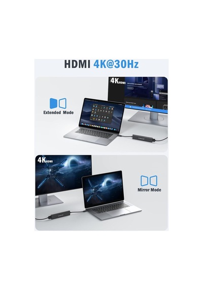 Lemorele Tc70 7 İn 1 Type-c Hub Adaptör Çoğaltıcı 4k Hdmı 100w Pd Usb 3.0 Sd/tf Kart Okuyucu Type-c Çoklayıcı