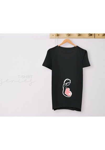 Bk Gift Espri Tasarımlı Siyah Hamile Tişörtü, Hamileye Hediye, Yeni Anne Hediyesi, Arkadaşa Hediye-16 001
