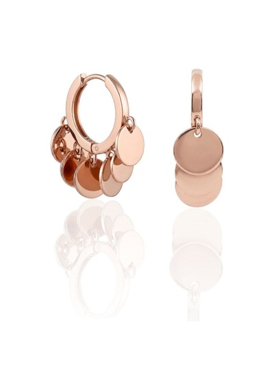 Oya Silver Çoklu Yuvarlak Pul Sallantılı İnce Rose Gümüş Halka Küpe 2.1x1.8 Cm Oysy294