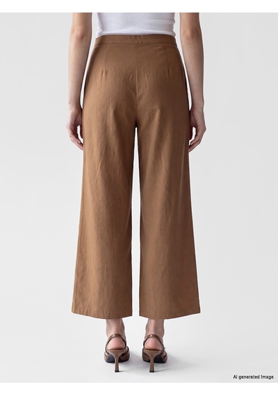 Lcw Modest Bej Regular Fit Kadın Pileli Kumaş Pantolon
