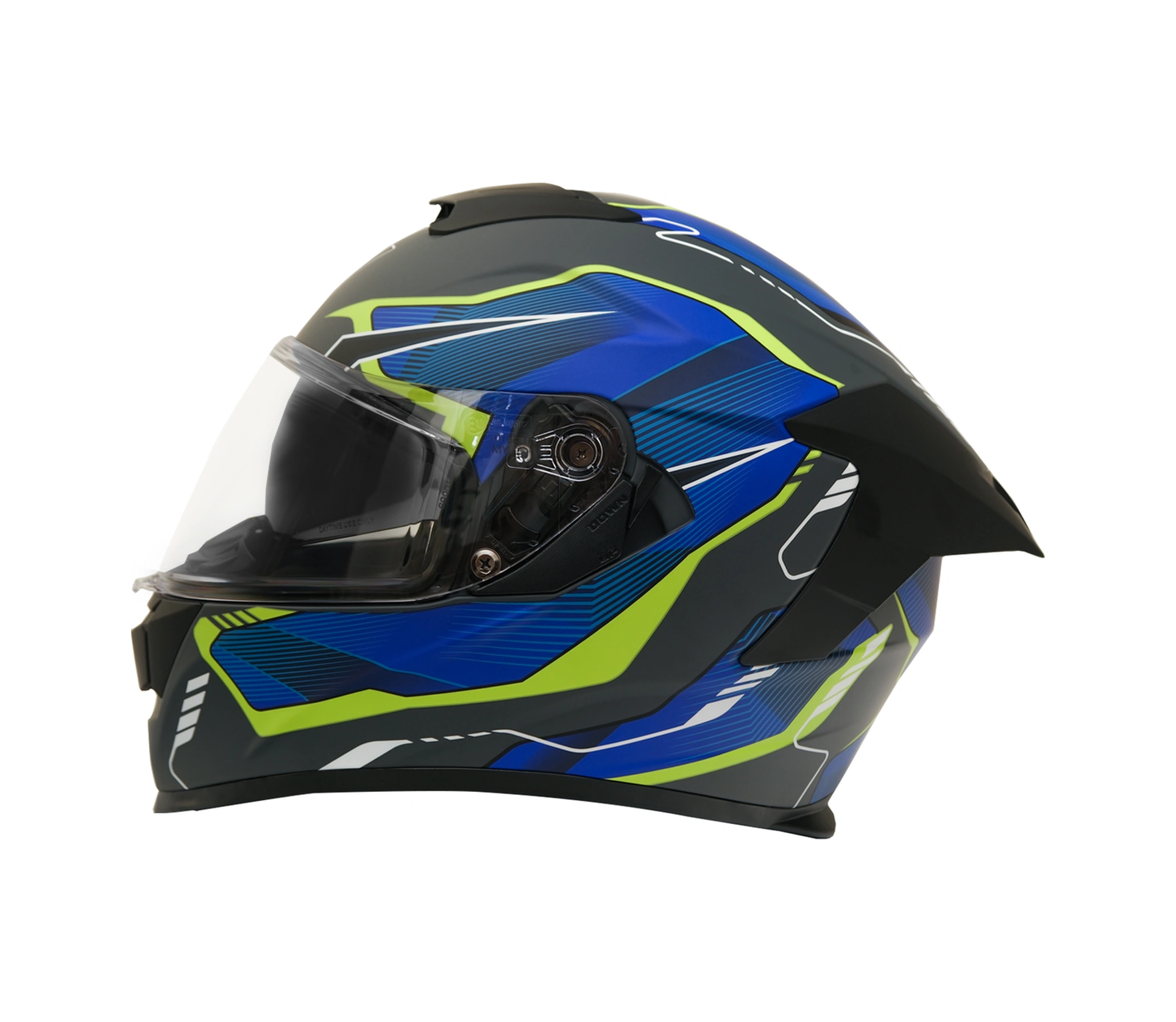 Gp My Helmet Mks001-Egby Yarış Spoiler Güneş Vizörlü Şeffaf Full Face Motosiklet Kaskı Çok Renkli