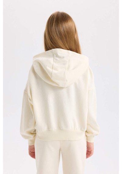 DeFacto Kız Çocuk Ekru Oversize Geniş Kalıp Kapüşonlu Baskılı Sweatshirt D7041A824WNER99