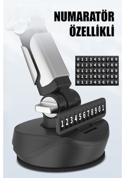 FR170 Telefon Tutucu Vantuzlu Ayarlanabilir Telefon Tutucu Numaratörlü