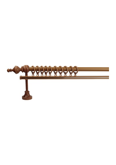 Meşe Ceren Demonte Başlıklı Ahşap Rustik Perde Askısı - Tek Raylı - 225 Cm