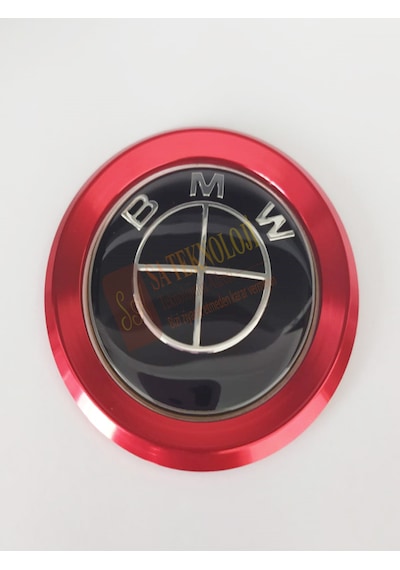 Satechnology Bmw Direksiyon Logo Ve Çerçeve Fullblack Kırmızı Kırmızı