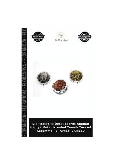 Şık Hediyelik Özel Tasarım Anlamlı Hediye Metal İstanbul Temalı Yöresel Kabartmalı El Aynası 2alk110