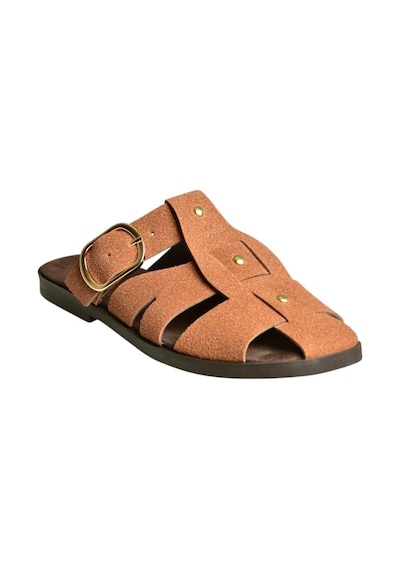 Fox Shoes U458334202 Taba Süet Önü Kapalı Kadın Terlik Taba-süet