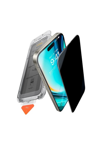 Apple Uyumlu   iPhone 17 Pro Max Hayalet-gizli Cam Ekran Koruyucu Premium 7x Güçlendirilmiş Kolay Uygulama Aparatıy