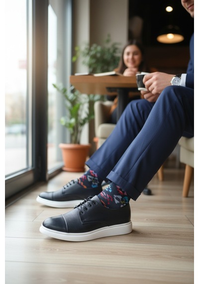Enoch Hakiki Deri Siyah Mikro Dokulu Ve Beyaz Tabanlı Erkek Casual Sneaker Ayakkabı Siyah