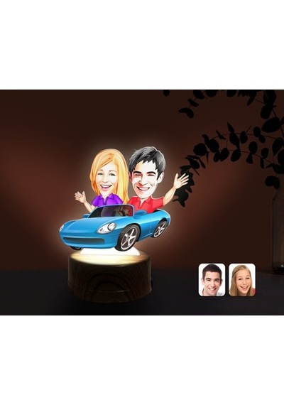 Kişiye Özel Sevgililer Karikatürlü Dekoratif 3D Biblo Led Işıklı (481495226)