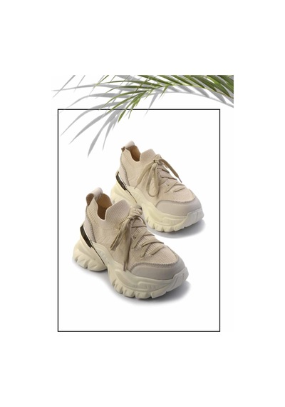 Bambi Krem Krem Leather Kadın Sneaker K01480004903 Krem