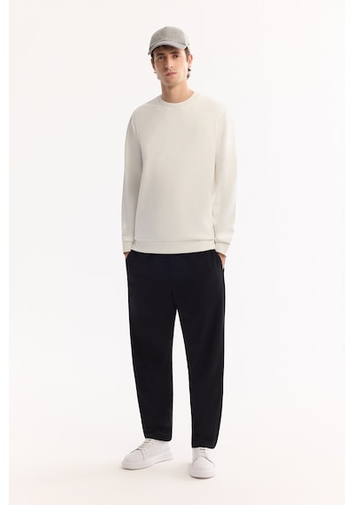Avva Erkek Ekru Bisiklet Yaka Pamuklu Bi-stretch Regular Fit Sweatshirt A52y1271