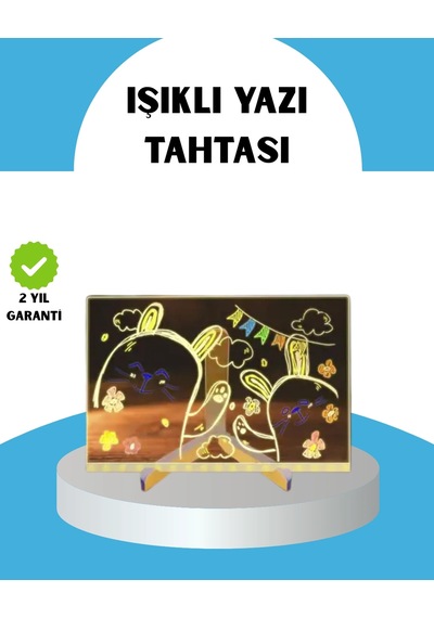 Silinebilir Led Mesaj Tahtası 7 Renkli Kalem Dahil Sarı