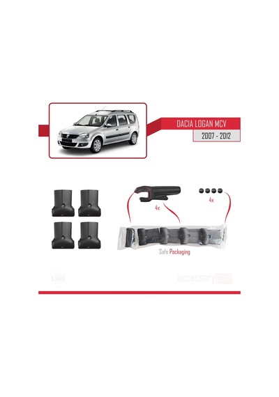 Dacia Logan Mcv 2007-2012 Arası Fly Model Ara Atkı Tavan Barı Gri