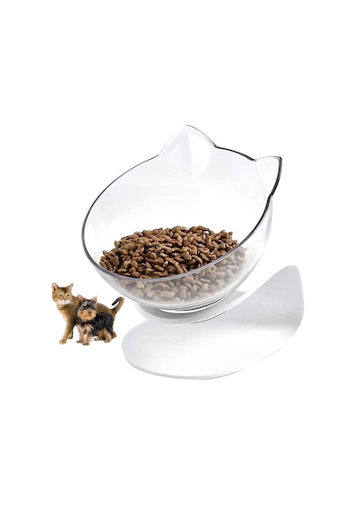 Yüksek Tekli Kedi Başı Şeklinde Mama Su Kabı 13.5 CM