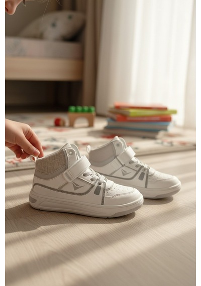 Enoch Boğazlı Bilek Destekli Ve Cırt Bantlı Modern Çocuk Sneaker Beyaz