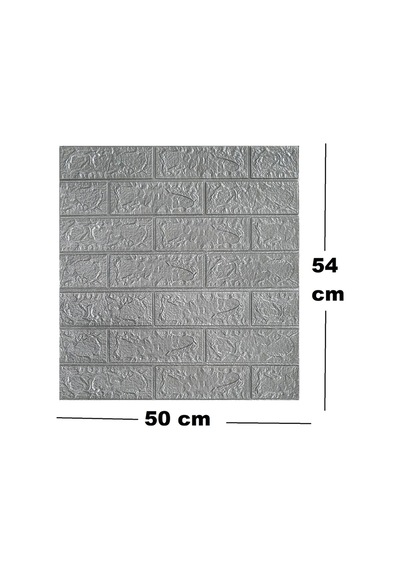 50x54 Cm 0,27 M² Gri Silinebilir Kendinden Yapışkanlı Duvar Kağıdı Esnek Panel 3d Tuğla Desen